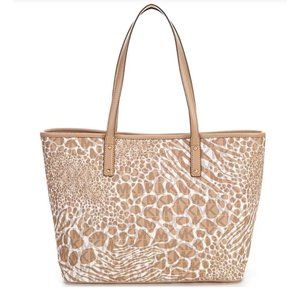 NWT Michael Kors Carter Signature Animal Print Semi Lux Tote Bag - Camel Multi